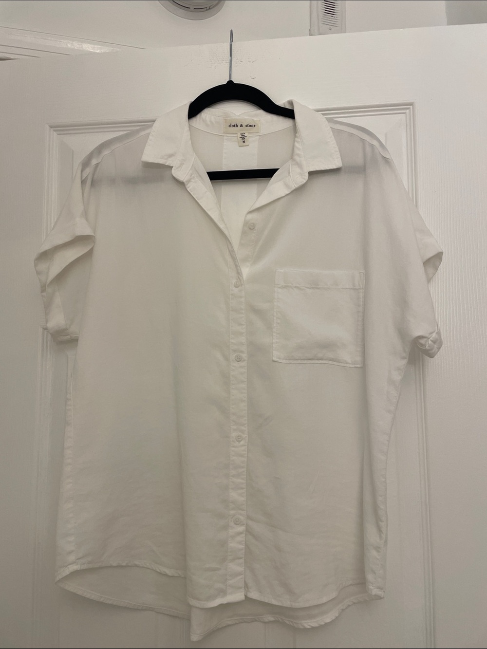 Cloth & Stone womens White Short-Sleeve Button-Up Shirt